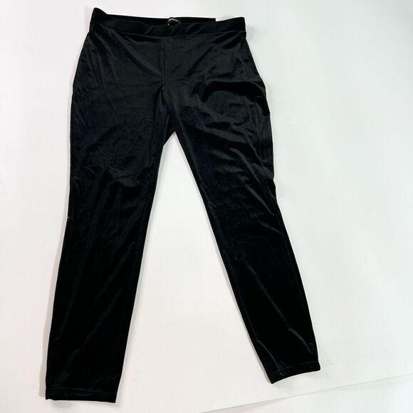 Express Legging Womens Large Velvet Velour Black Stretch High Rise Skinny Leg - Picture 1 of 10